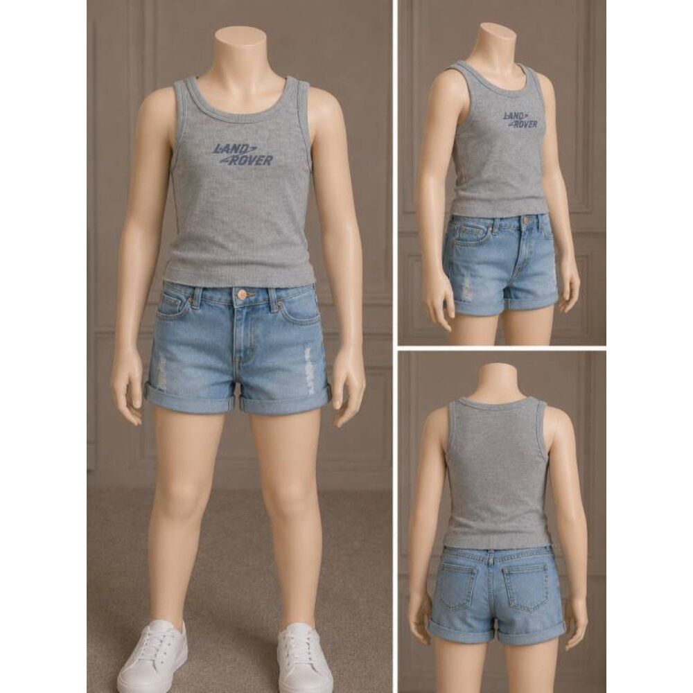 Land Rover Pacsun Ribbed Tank Top Boys Girls Kids Size S Gray Graphic Logo